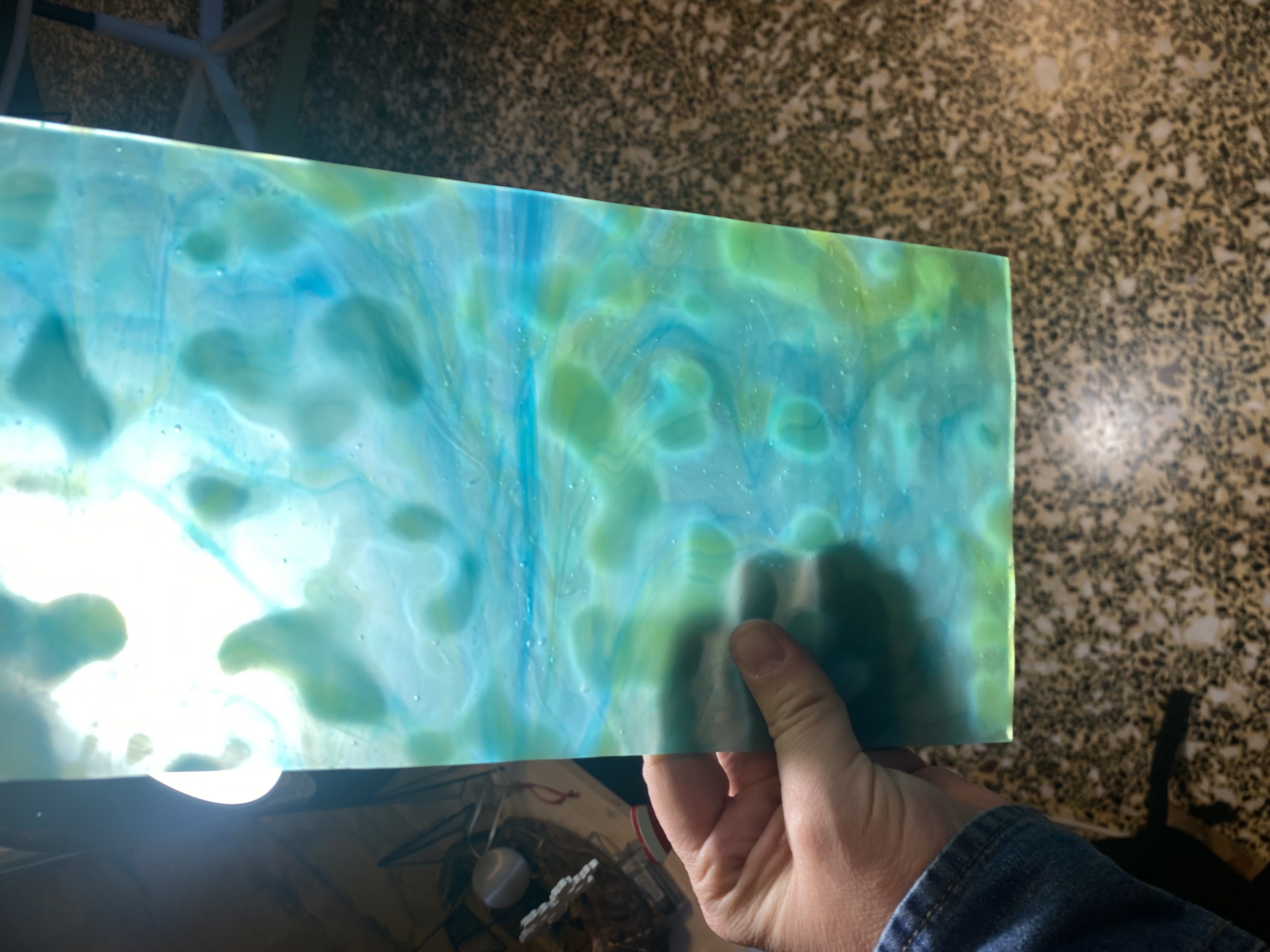 Semi-Transparent Glass Blue Turquoise with Mississippi River texture 3mm